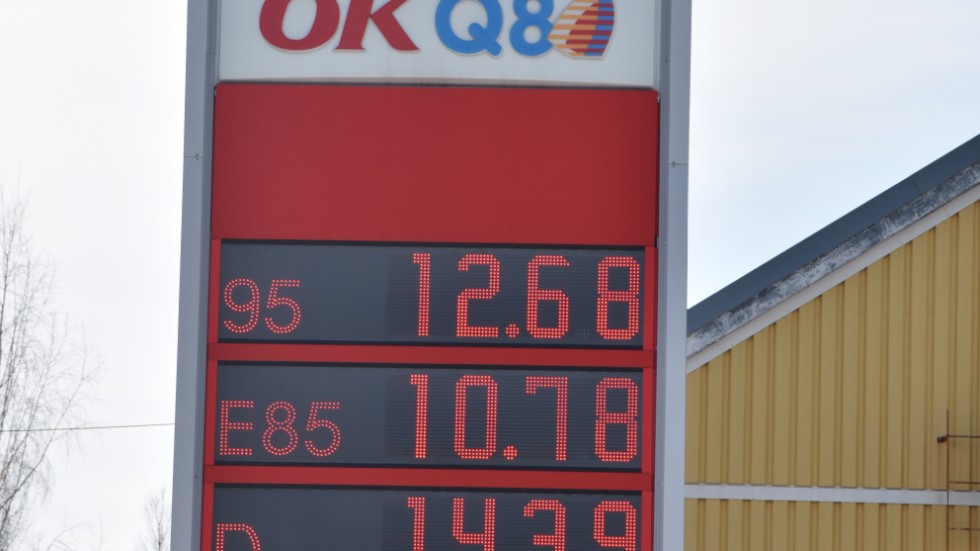 Bensinpriset på OKQ8 i Boden. 