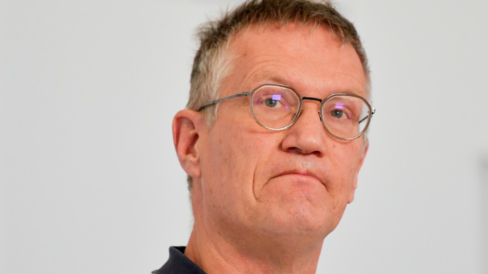Statsepidemiolog Anders Tegnell under Folkhälsomyndighetens pressträff på torsdagen.