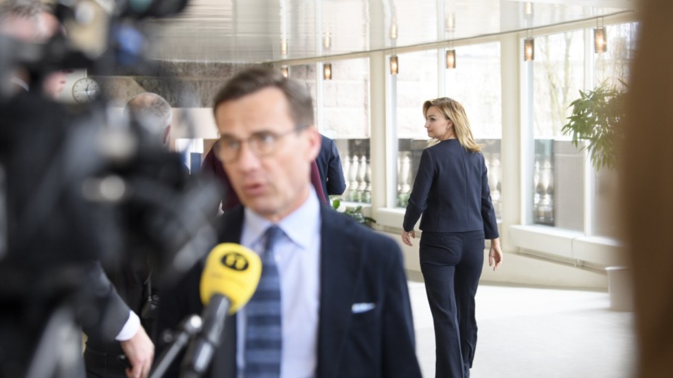 Moderaternas partiledare Ulf Kristersson efter partiledarnas veckomöte med statsministern.