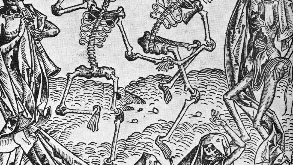 Digerdöden minskade Europas befolkning med en tredjedel. Döden märktes också i konsten. Här i ett verk av Hans Holbein 1491.