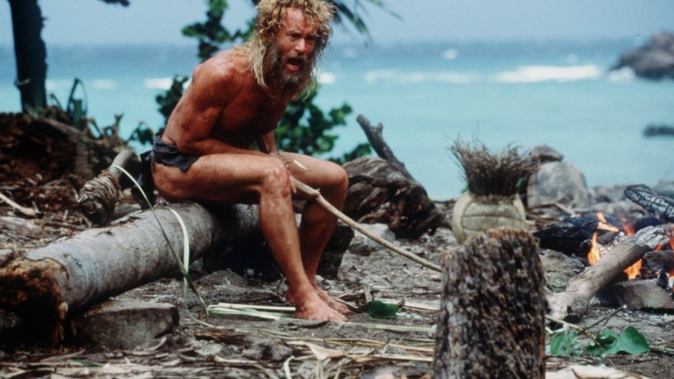 Tom Hanks rollfigur Chuck Noland skriker åt volleybollen Wilson i "Cast away" från 2000. Arkivbild.
