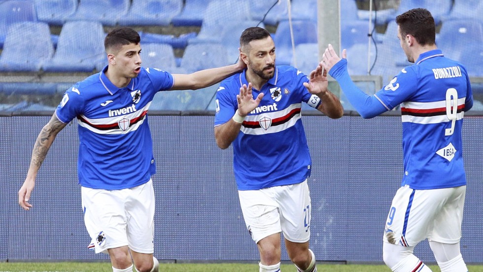 Får Sampdorias Fabio Quagliarella, i mitten, spela matcher i maj? Arkivbild.