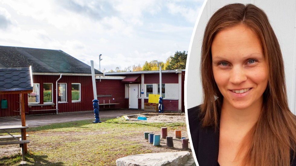 De äldre barnen på Harbo förskola gick tidigare här på Tegelbacken. Men på grund av mögel tvingades de flytta. Annika Carlström har sin dotter på förskolan och är missnöjd med hur kommunen löst situationen.