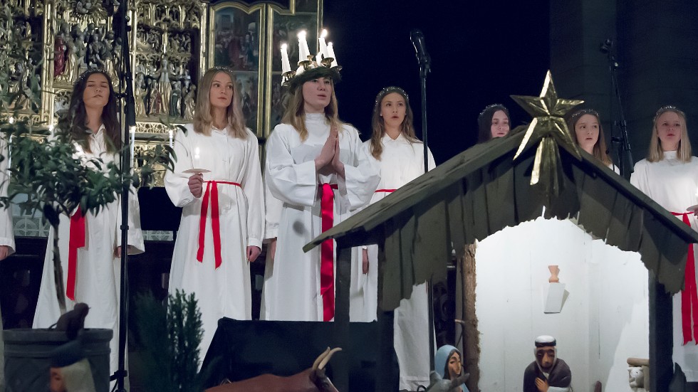 Så här såg det ut vid kröningen av lucia i klosterkyrkan förra året.