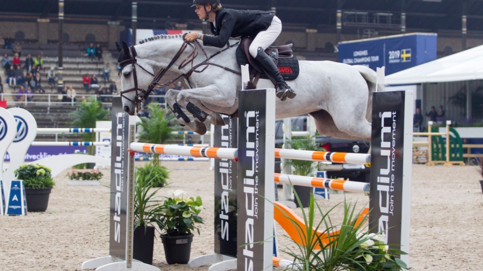 Hugo Wihlmark, här på Chamie RTG, imponerades av Fiorentina som han red under Sweden international horse show.