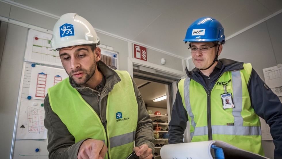 Alejandro Pallas, projektledare vid Uppsalahem och Gustav Törnquist, bygg- och fastighetschef vid Uppsala parkering leder bygget av Dansmästaren.