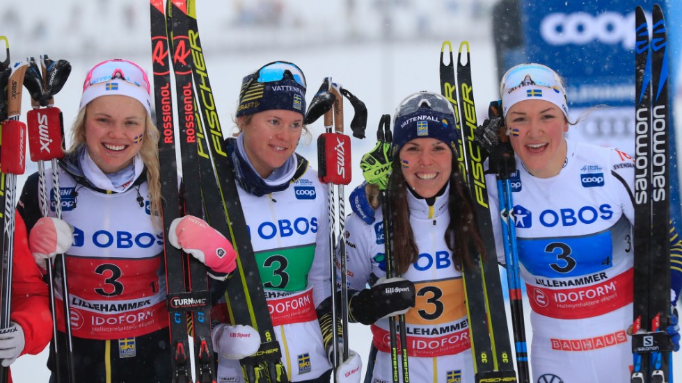 Sveriges bronsgäng - Emma Ribom, Elina Rönnlund, Charlotte Kalla och Moa Lundgren.