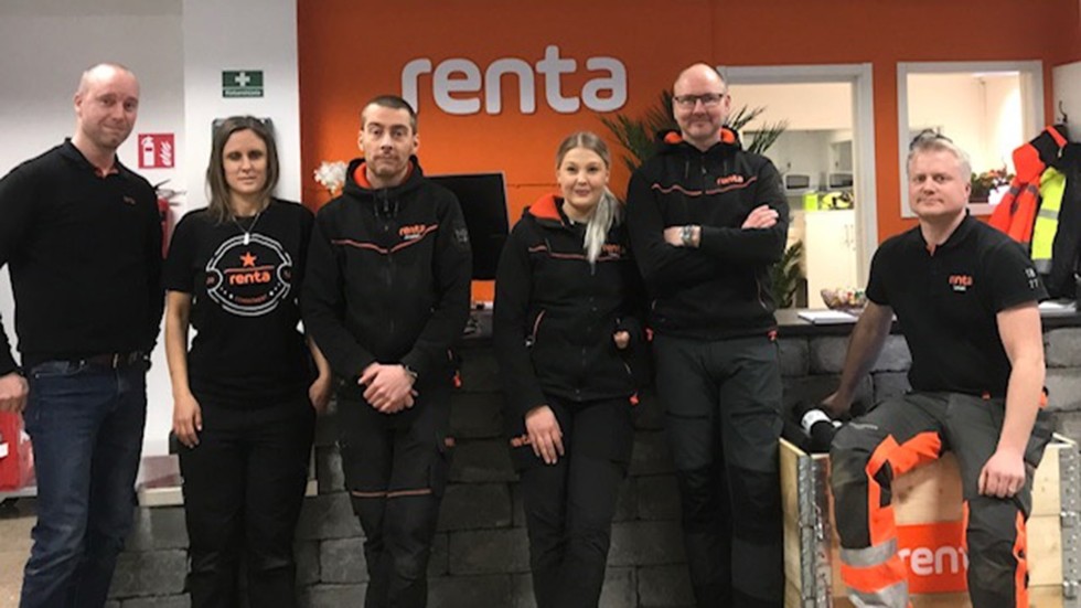 Det nya gänget på Renta: Marcus Haag, Linda Forslöf, Jonatan Viberg, Lizette Kullberg, Anders Johansson och Dahniel Sundberg. Saknas på bilden gör Jonas Söder och Robin Rynler.