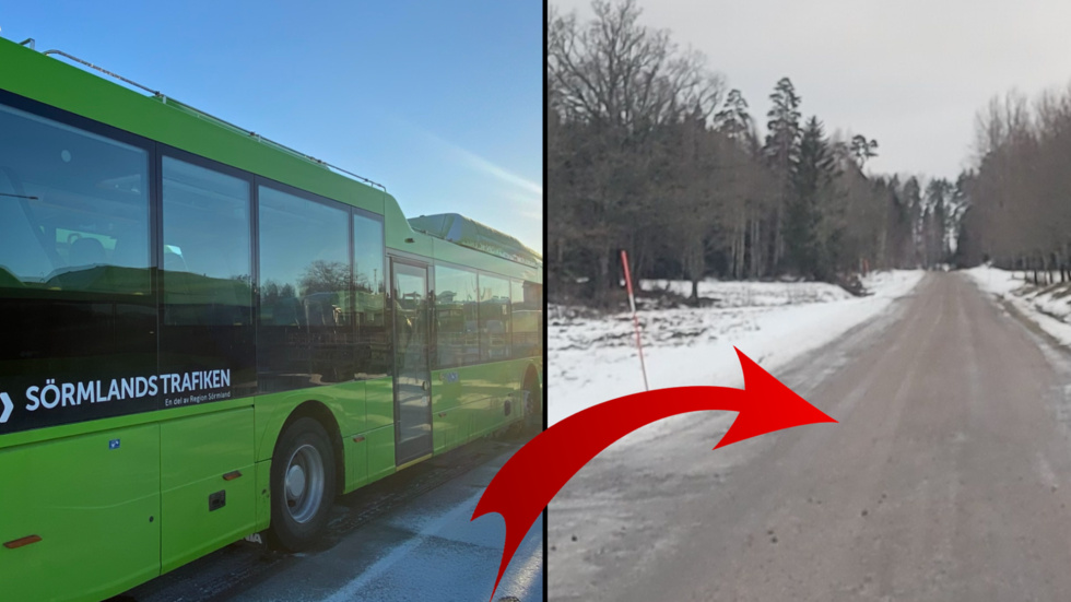 Så här såg vägen ut när Sörmlandstrafiken ställde in bussturen.
