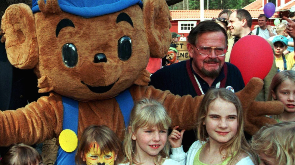 Rune Andréasson på plats vid invigningen av det ursprungliga Bamses värld i maj 1998.