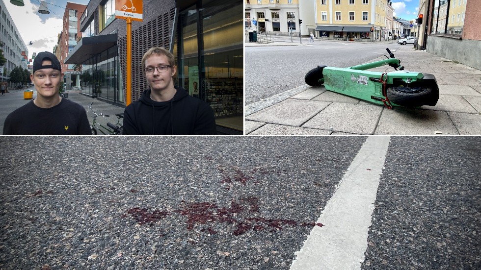Ebbe Halling  och Liam Jakobsson tycker nya reglerna är bra. När NT kollade läget på stan, inträffade en olycka med just en elsparkcykel inblandad.