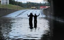 Översvämmad viadukt orsakade problem