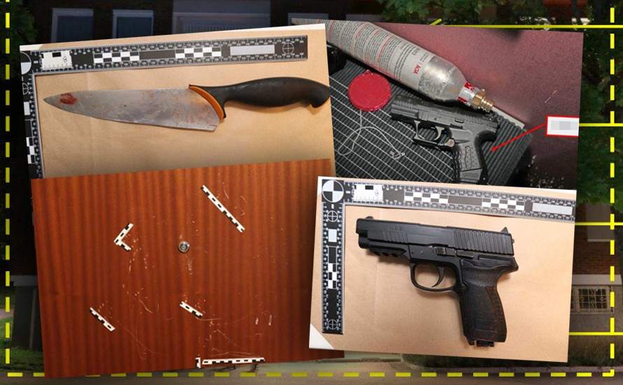 Bilder från polisens förundersökning. En 38-årig man är misstänkt för mord efter ett bråk i en trappuppgång i Märsta i september 2020.
