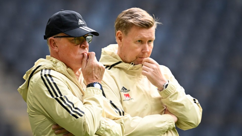 Förbundskapten Janne Andersson och assisterande förbundskapten Peter Wettergren.