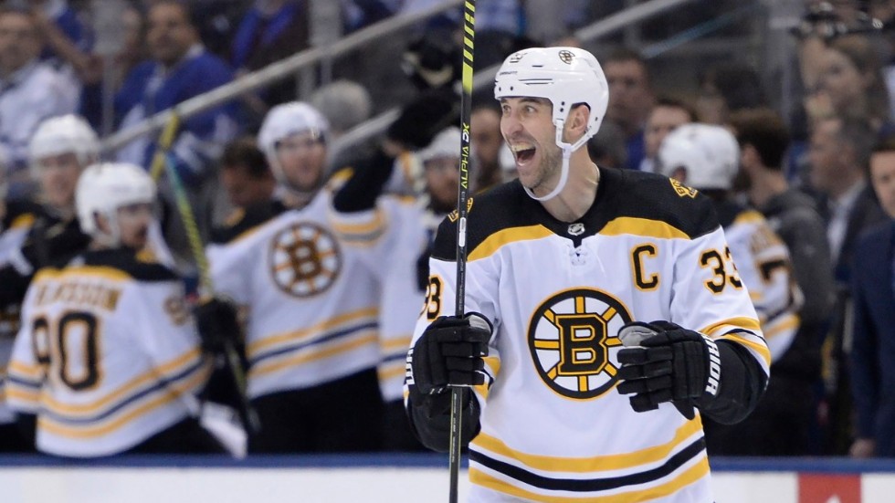 Zdeno Chara i Boston-tröjan 2019. Arkivbild.