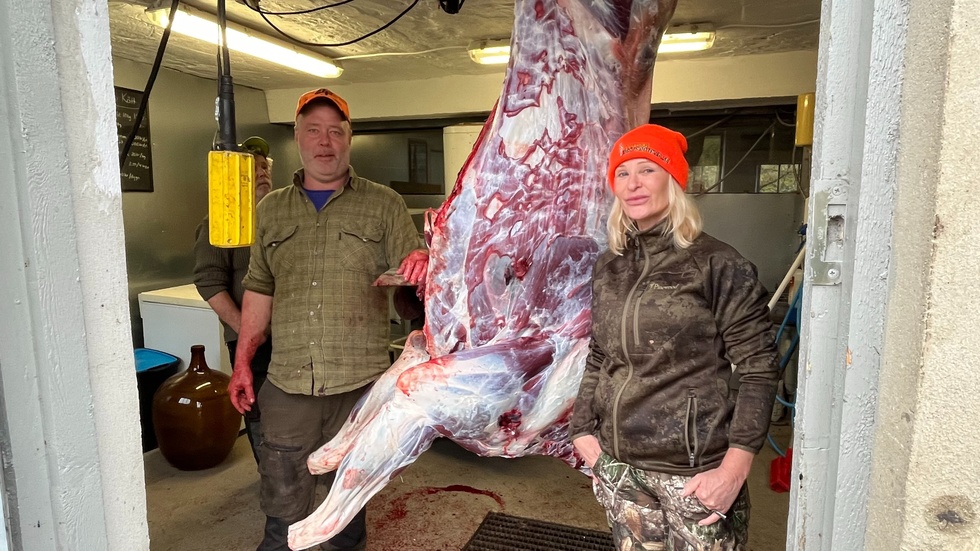 Första dagen på årets älgjakt fälldes en stor tjur av jaktlaget vid Olerum utanför Söderköping. "Jag har alltid varit fascinerad av jakt och för tio år sedan tog jag jägarexamen", säger Helena Sundgren, som är medlem i det aktuella jaktlaget.