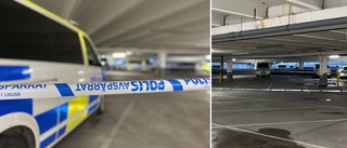 Stor polisavspärrning i p-hus 