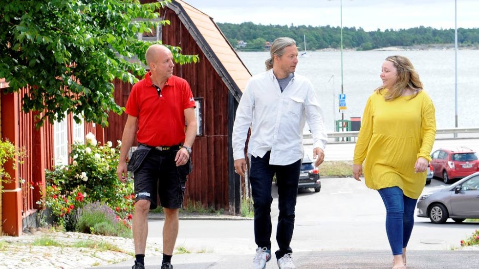 Morgan Johnson, Calle Åstrand och Anna Ulvaeus är huvudarrangörer av Visfestivalen.