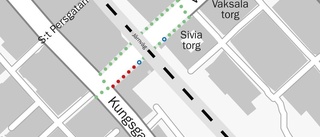 Trottoar måste stängas av i city