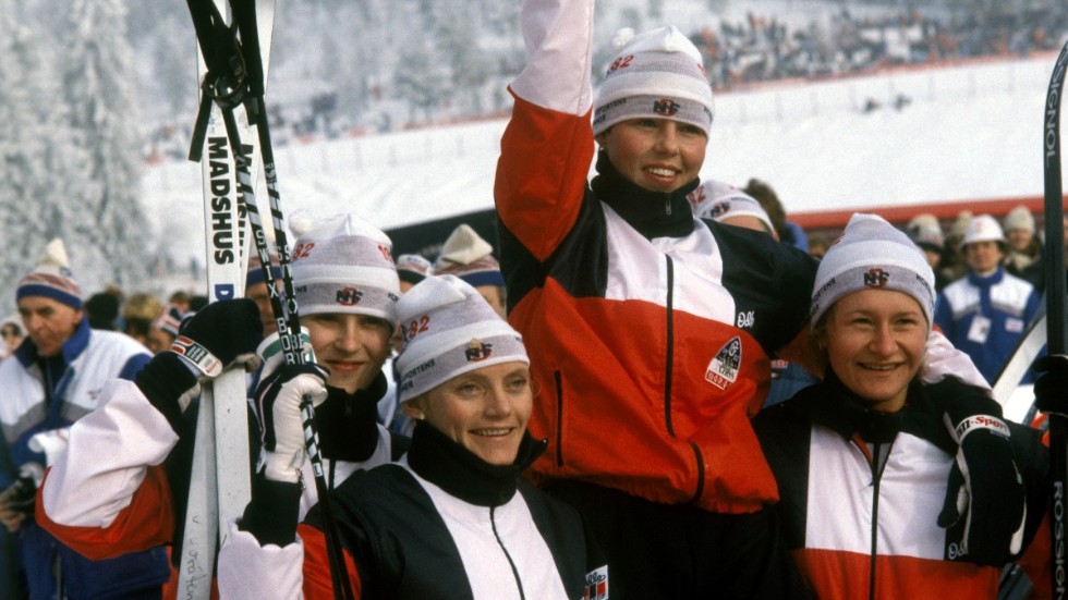 De norska längdskiddamerna tog fyra guld under VM 1982. Arkivbild.