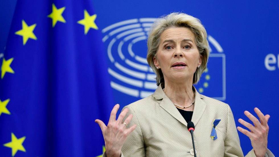 EU-kommissionens ordförande Ursula von der Leyen besökte Ungern sent i måndags för att trycka på om förslaget till ytterligare sanktioner mot Ryssland. Arkivfoto.