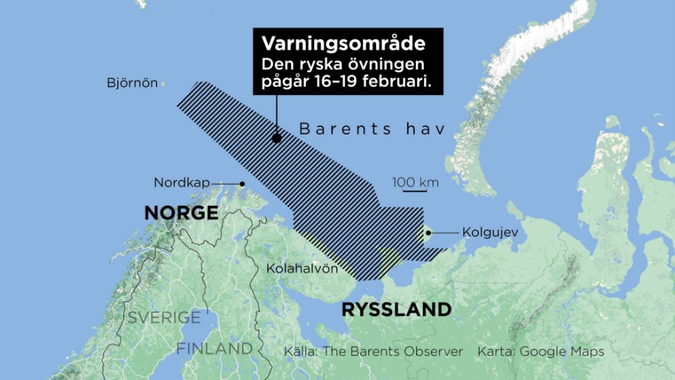 Ryssland har förhandsvarnat om sin militärövning i detta område.