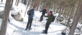 Snöskorna tar dem upp på berget