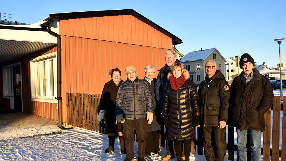 Eila Hämäläinen, Ragne Holmström, Siv Nilsson, Hans B Nilsson, Majden Karlberg, Suman Sharma och Håkan Nilsson på SKPF avdelning 220.