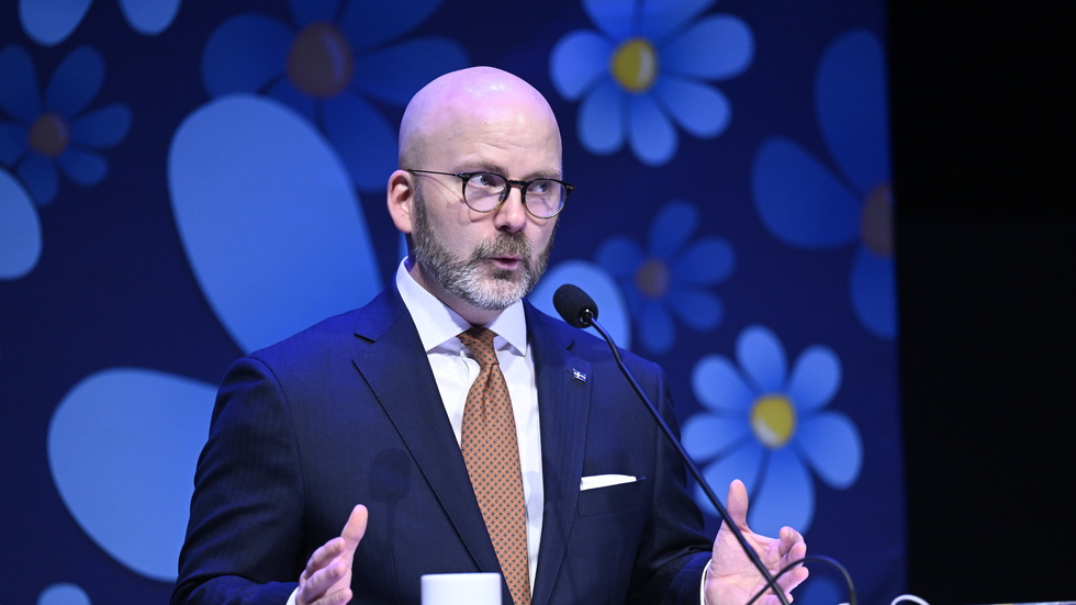 Europaparlamentariker Charlie Weimers talar på Sverigedemokraternas landsdagar.