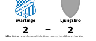 Svärtinge och Ljungsbro delade på poängen