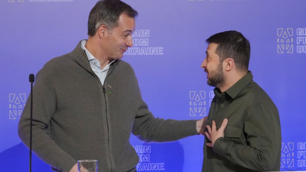 Belgiens premiärminister Alexander De Croo och Ukrainas president Volodymyr Zelenskyj.