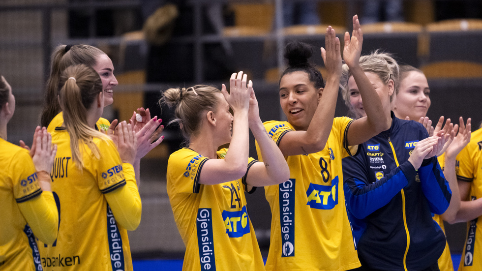 Handbollslandslaget efter träningsmatchen mot Tyskland i Lund förra veckan.