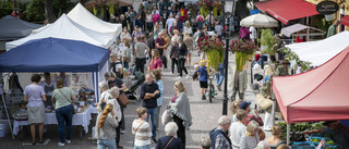 Sensommarmarknad med lokala smaker, sol och sockervadd