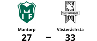 Förlust för Mantorp mot VästeråsIrsta med 27-33