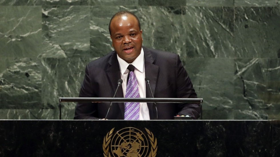 Kung Mswati III i FN:s generalförsamling 2019.