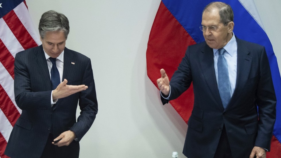 USA:s utrikesminister Antony Blinken och hans ryske motsvarighet Sergej Lavrov.