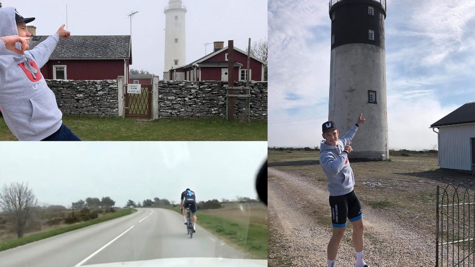 David Gardell cyklade från Hoburgs fyr till Fårö fyr på strax över fyra timmar för att samla pengar till kampen mot diabetes.