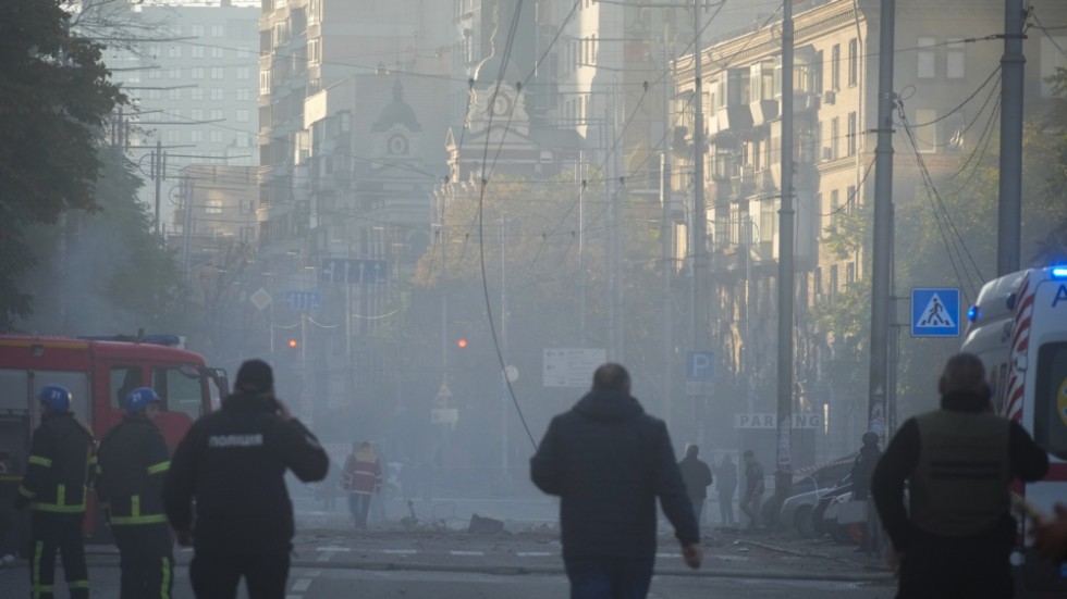 Drönare slog ned i centrala Kiev på måndagsmorgonen.