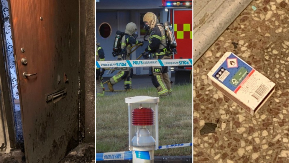 Utanför den branddrabbade lägenheten hittades en tändsticksask.