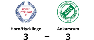 Ankarsrum i ledning i halvtid - tappade segern mot Horn/Hycklinge