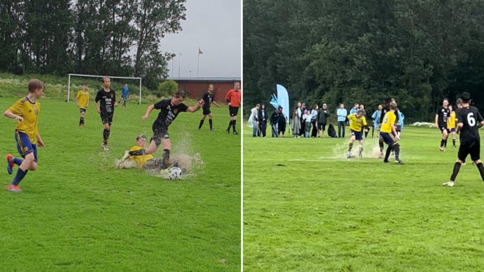Det blev en blöt start på Gothia Cup för Sunderby/Gammelstad.