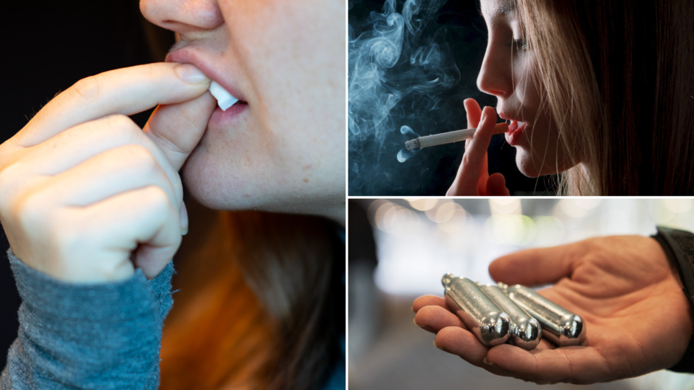 Fler unga snusar och använder lustgas. Över tid har dock rökningen minskat. 