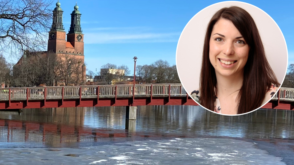 18 mars 2024 med is på ån i centrala Eskilstuna. Charlotta Eriksson är meteorolog på SMHI