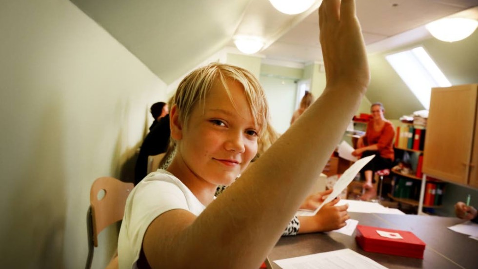 Svante Lott är nöjd med den nya gröna färgen och stortrivs i Stånga skola.
