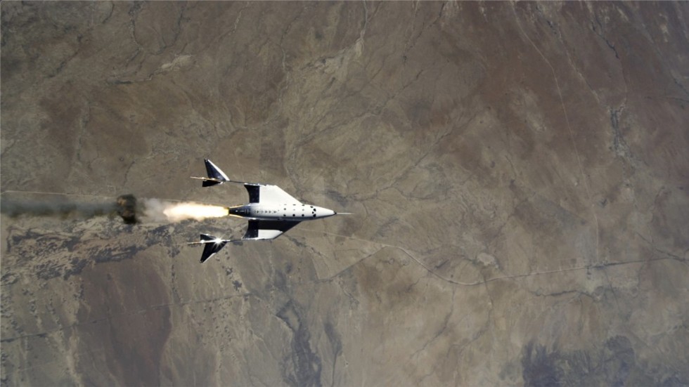 Virgin Galactics rymdfarkost under sin testfärd den 22 maj.