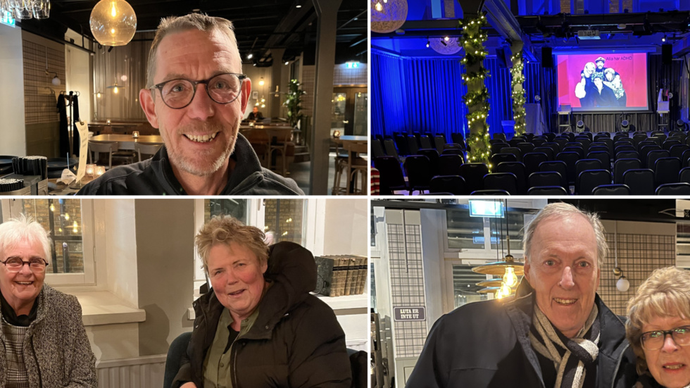 Restaurangchef Henrik Ringqvist, Gunilla Eriksson, Inger Sandberg, Ragnar Dahlberg med fru Gun-Britt fanns på plats för att se premiären av Nyårsrevyn på Harrys.