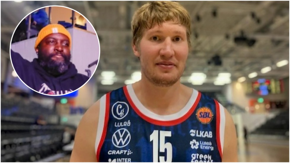 Tobias Sjöberg är den ende i laget som har flyttat på assisterande tränaren Brice Massamba under korgen.