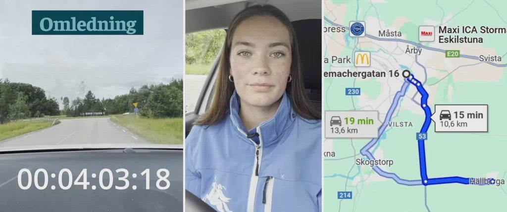 Här visar skylten omväg på tre kilometer