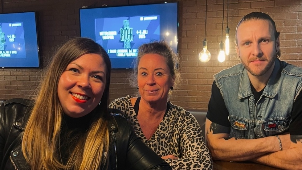 Projektgruppen bakom Ena Rockfest: Malin Ploman Nelsäter, Magdalena Wennertorp Strand och Johannes Karlsson.
