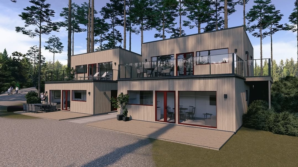 Vimmerby Camping växer – snart står det två nya stugor på övre campingen med utsikt över Nossen.